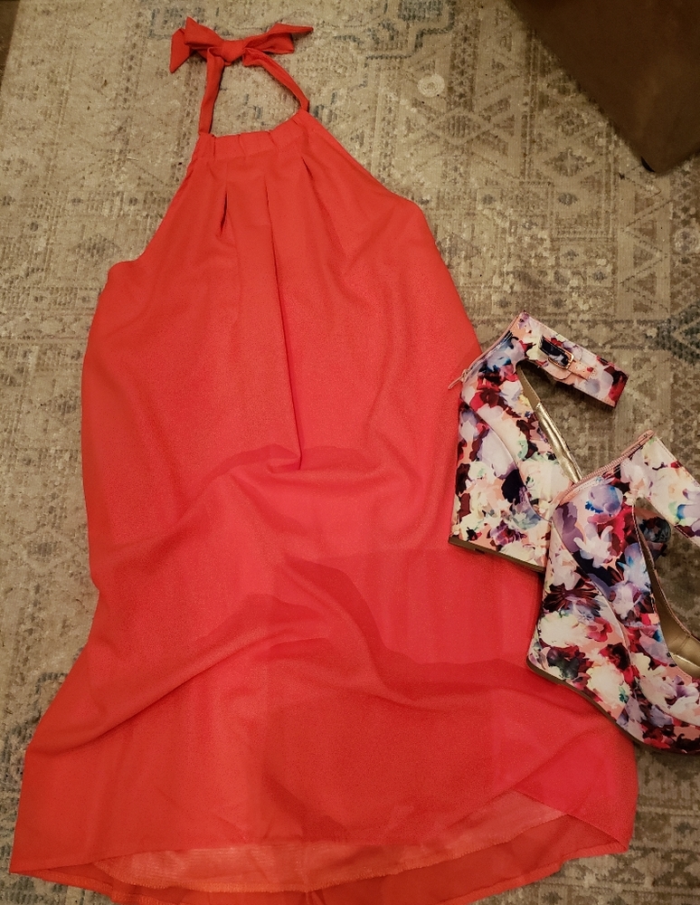 Coral Halter Dress🚩